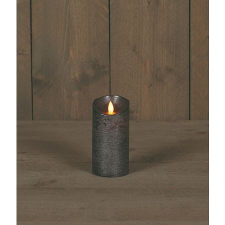 B.O.T. LED KERZE ANTHRAZIT WACHS RUSTIKALE BEWEGLICHE FLAMME 7,5X15CM 3XAAA/TIMER