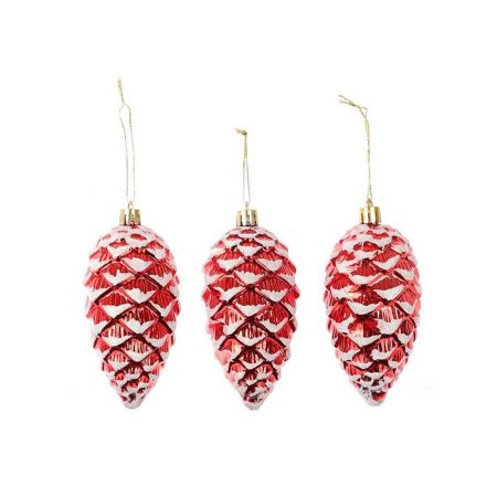 Hang. X-Mas Pinecone 3pc l16.4w5.5h11.3 Red