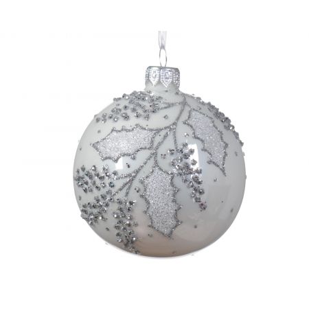 Weihnachtskugel Glas D8cm Winterweiß