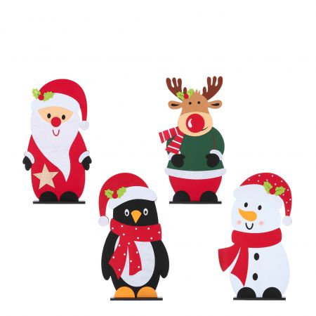 Weihnachtsfigur grün schwarz rot 4 assorti - l46,5xb27,5xh6cm