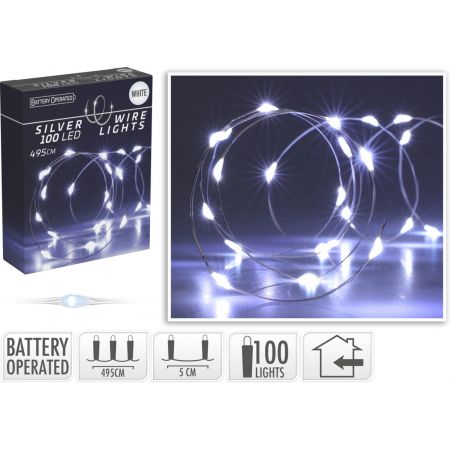 SILBERDRAHT 100LED WEISS BO