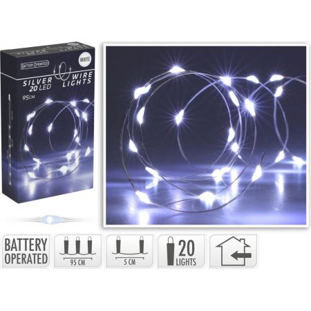 SILBERDRAHT 20LED WEISS BO DISPL