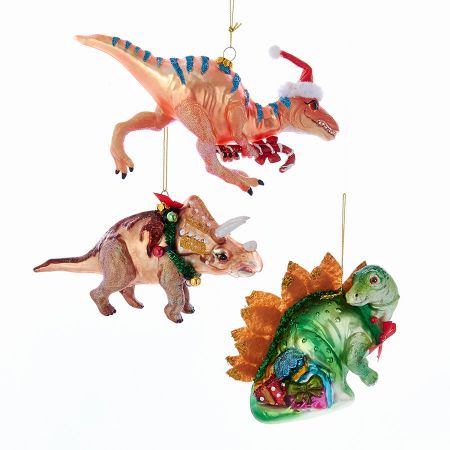 3.75"NOBLE GEMS GLASS DINOSAUR ORN