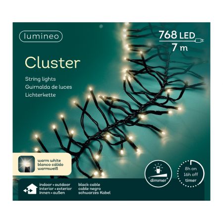 LED Cluster  l600cm-768l schwarz/warmweiß