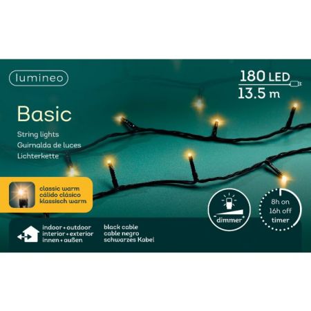 LED basic L13,5m-180LED schwarz/klassisch warm