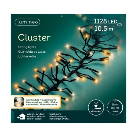 LED cluster  l10m-1128LED schwarz/duo - klassisch warm + warmweiß