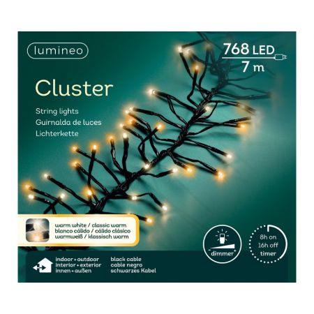 LED cluster  l6cm-768LED schwarz/duo - klassisch warm + warmweiß