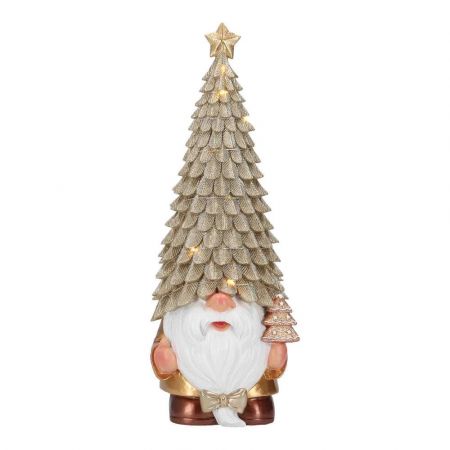 Gnome with led tree on head poly
12,5x12,5x34cm,champagne,led