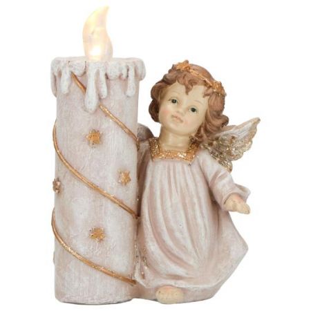 Angel led candle poly
B/O-13x7,3x18,5cm-champagne-LED