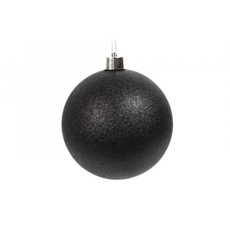 Kerstbal ro Maxi L glitter zwart L25B25H25CM