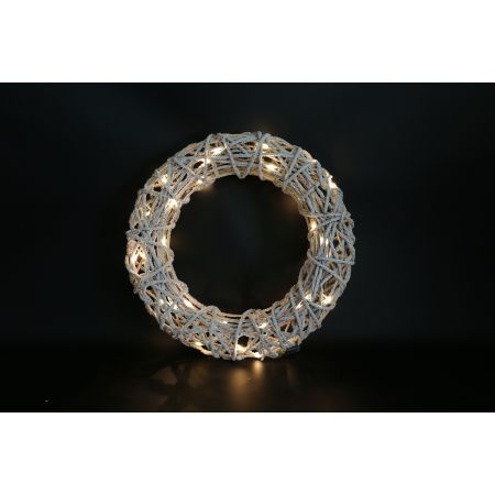 Kerstkrans LED ro Bling M sneeuwbruin L8B40H40CM