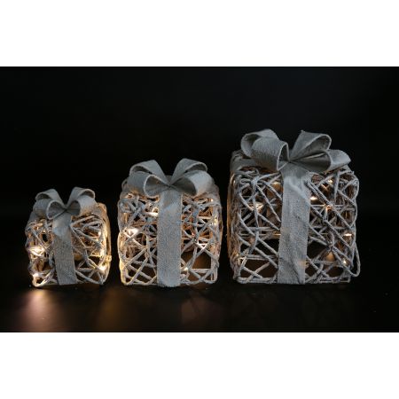 Kerstkado LED vk Bling s3 sneeuwbruin M=L20B20H23CM