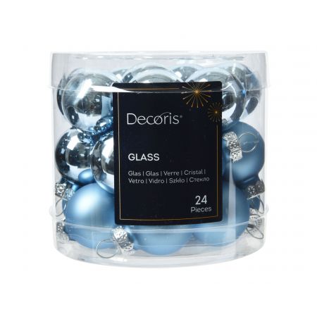 Kerstbal glas mix ijsblauw dia2.5cm