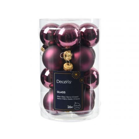 Kerstballen glas mix donker mauve dia3.5cm