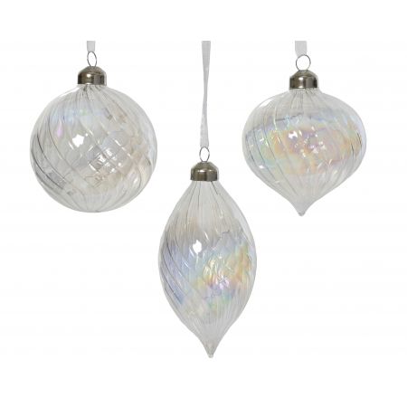 Kerstbal glas 3ass transparant/iris dia8cm