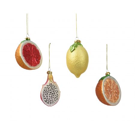 Fruit glas 4ass geel/kleur(en) L.6.4cm x W.6.4cm x H.11cm