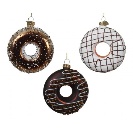 Donut glas 3col ass bruin/kleur(en) L.9cm x W.3.6cm x H.9.7cm