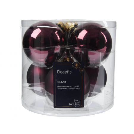 Kerstbal glas mix donker mauve dia8cm