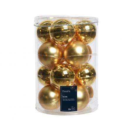 Kerstballen glas shiny,matt mix licht goud dia8cm