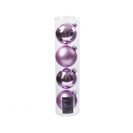 Kerstballen glas mix fris lila dia10cm