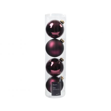 Kerstballen glas mix donker mauve dia10cm