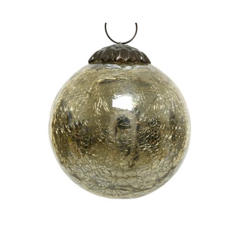 Kerstbal glas crackle goud dia7.5cm x H.7.5cm