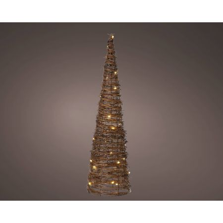 Micro LED cone rotan steady binnen bruin/warm wit dia16cm x H.60cm