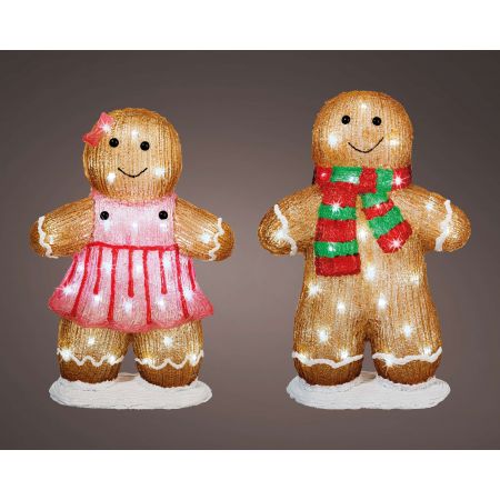 LED beeldjes acryl boy - girl steady buiten 2ass assortie/koel wit L.13cm x W.31cm x H.46cm