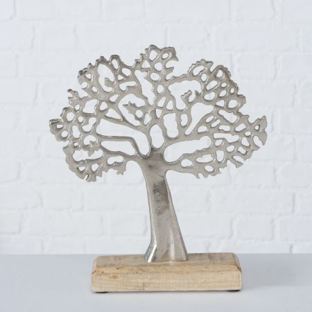 Dekoständer Florentina, Baum, mit Ständer, H 25 cm, Mango (Mangifera indica), Aluminium vernickelt