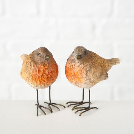 Figur Robin, 2-sortiert Vogel, H 8 cm, Kunstharz, beige, braun, orange