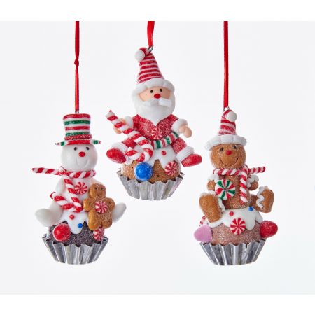 3.5"CLAYDOUGH CUPCAKE SANTA, SNOWMA