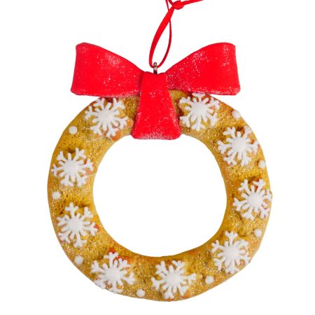 3.625"H CLAY DOUGH COOKIE WREATH ORNA.