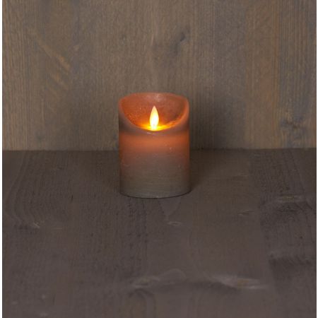 B.O.T. LED KERZE TAUPE WACHS RUSTIKALE BEWEGLICHE FLAMME 7,5X10CM 3XAAA/TIMER