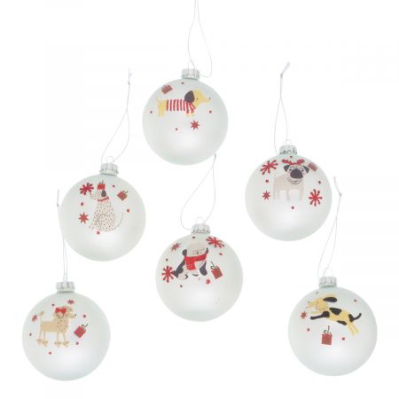 Weihnachtskugel Barney, 6-fach sortiert, D 8,00 cm, Glas,