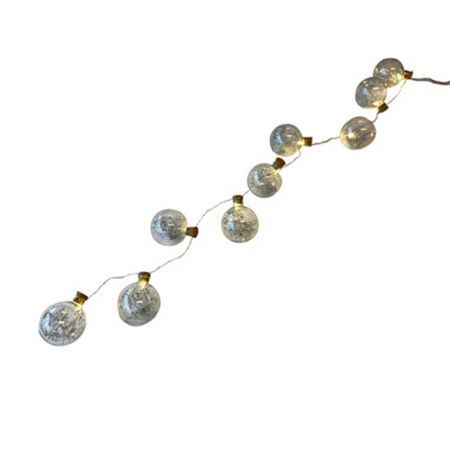 Garl. Ball Dried Flowers LED 2xAA l1000.0 Silver