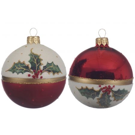 Weihnachtskugel Glas  D8 cm verschiedene Arten Rot