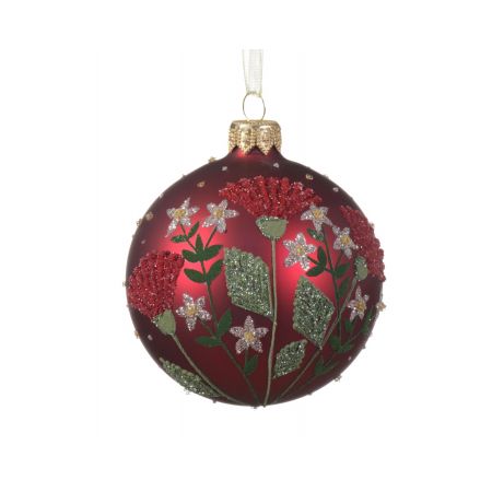 Weihnachtskugel Glas  D8cm Ochsenblut