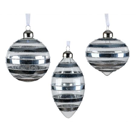 Weihnachtskugel Glas  D8 cm Nebelblau