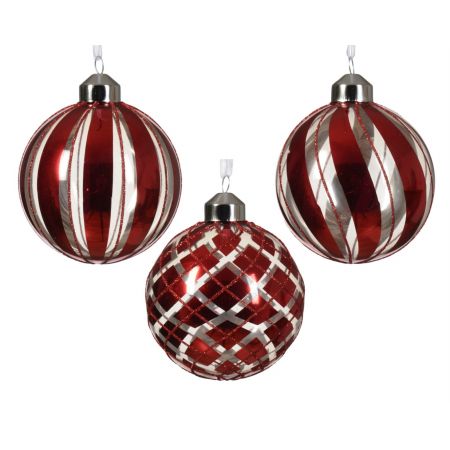 Weihnachtskugel Glas  D8 cm Weihnachtsrot