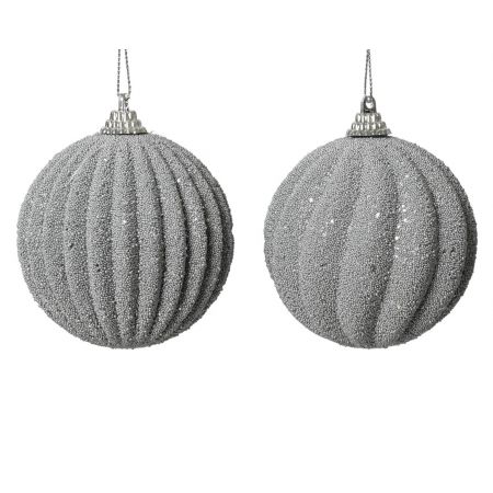 Weihnachtskugel Foam D8cm Silber verschiedene Arten