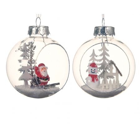 Weihnachtskugel d8cm transparent verschiedene Arten