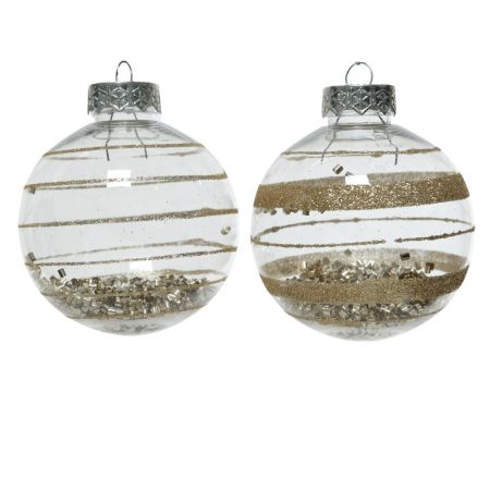 WeihnachtskugelD8cm Glitzer Beige verschiedene Arten