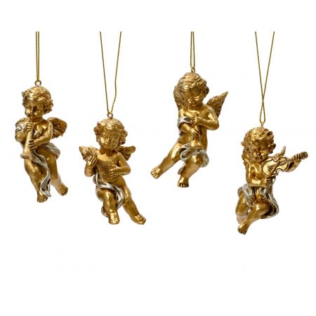 Ornament Polyresin Engel h8cm gold verschiedene Arten