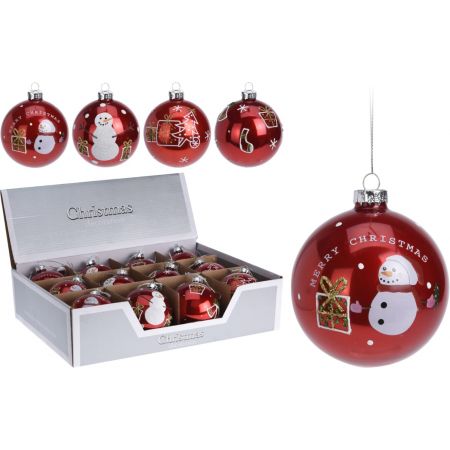 WEIHNACHTSKUGEL 80MM ROT 4SORT