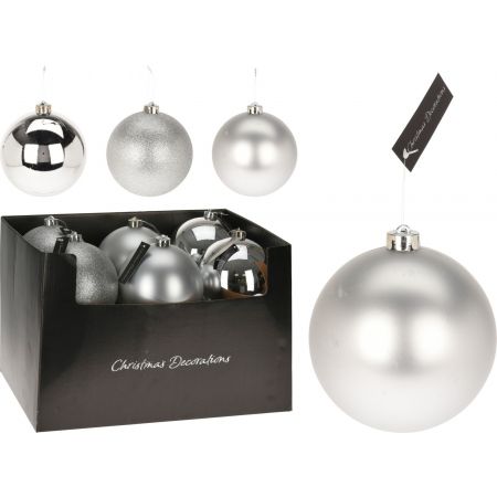 WEIHNACHTSKUGEL 140MM SILBER 3SORT