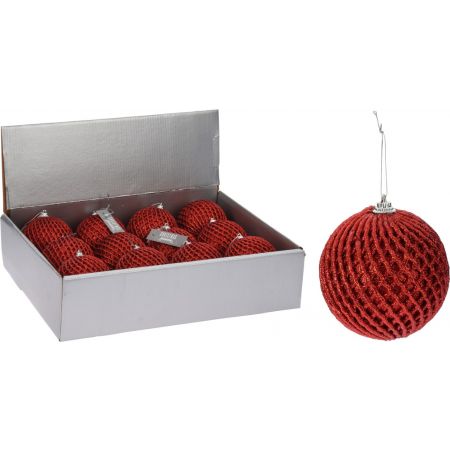 WEIHNACHTSKUGEL GLITZER 80MM ROT