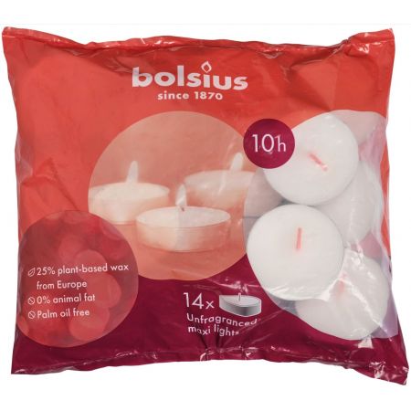 Bolsius Maxi-Teelicht 10h Beutel 14 Stück  