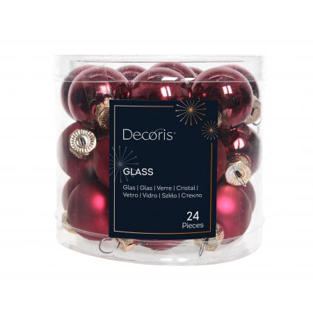 Weihnachtskugel Glas  D2,5 cm, 24 Stück, Ochsenblut