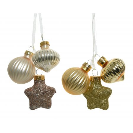 Ornament Glas -Cluster L4B4H12cm Mix Gold verschiedene Arten