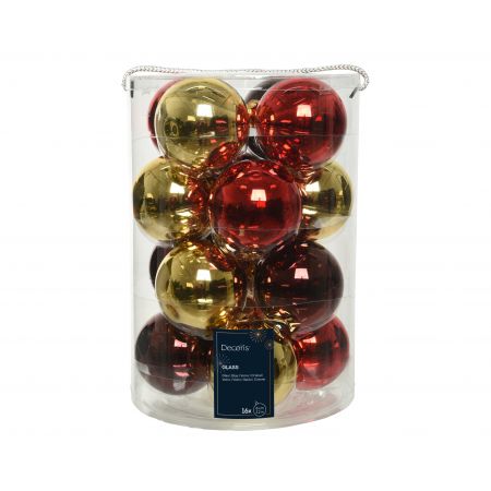 Weihnachtskugel Mix Glas D8cm 16St Rot/Gold